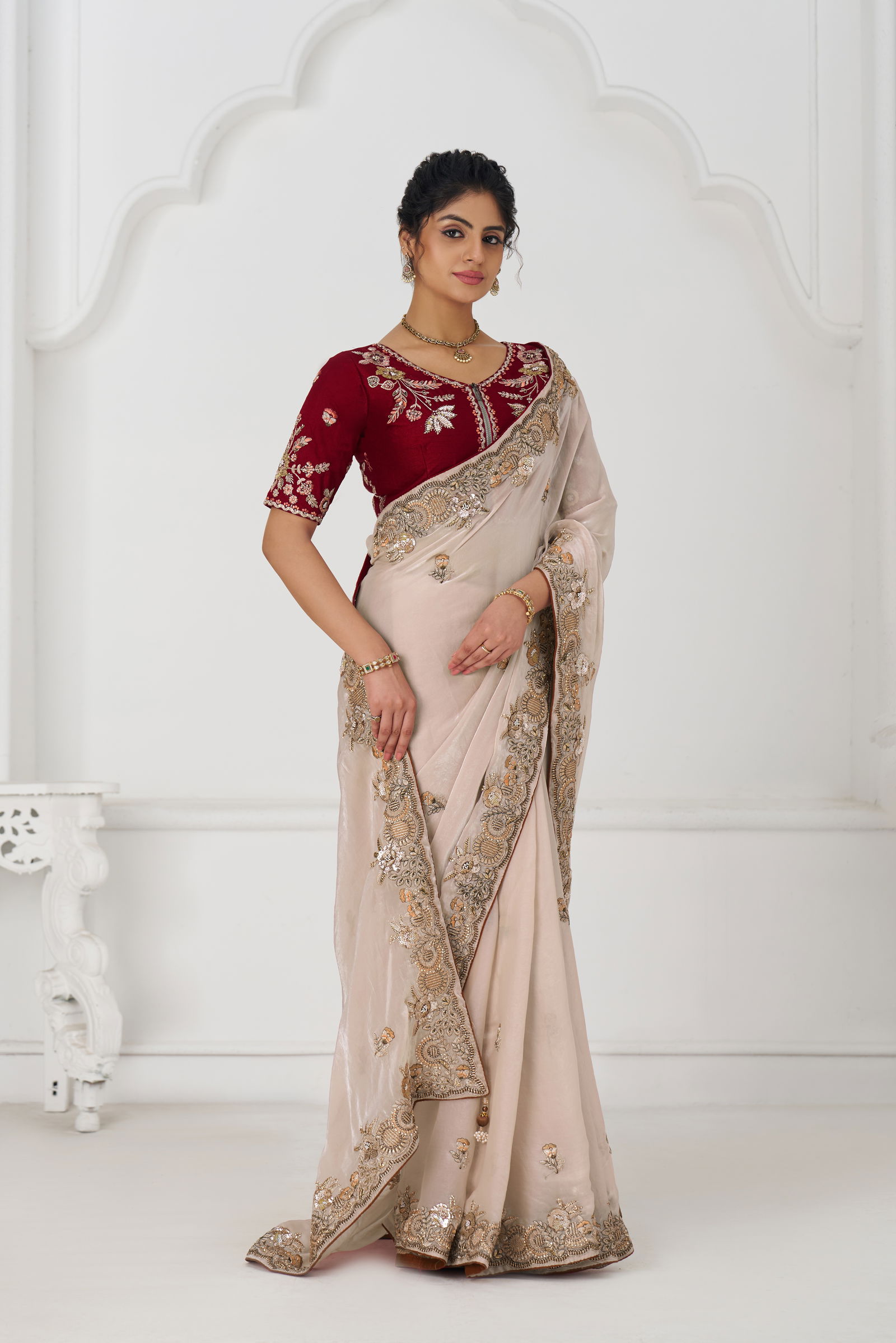 Kf 113 Chiku Pure Fendi Silk Saree Wholesale Online
